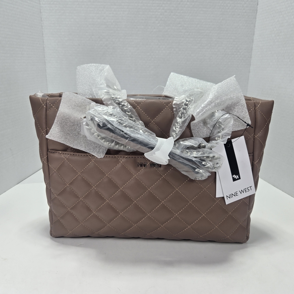 Nine West Loew Convertible Crossbody Quilted Sable Tan Brown Shoulder Bag - Picture 2 of 10
